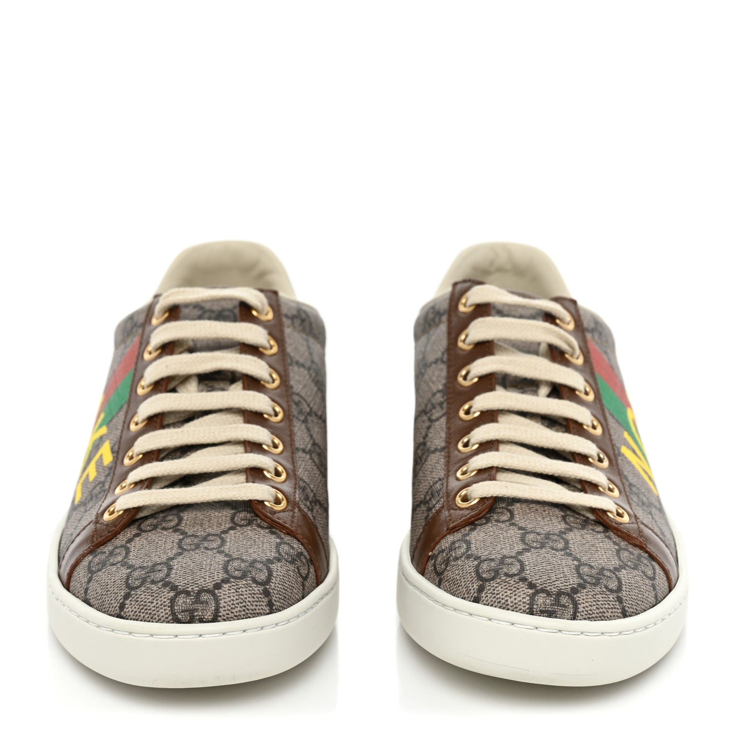 GG Supreme Monogram Fake/Not Womens Ace Sneakers 38 Beige New Shamarock Brown Sugar