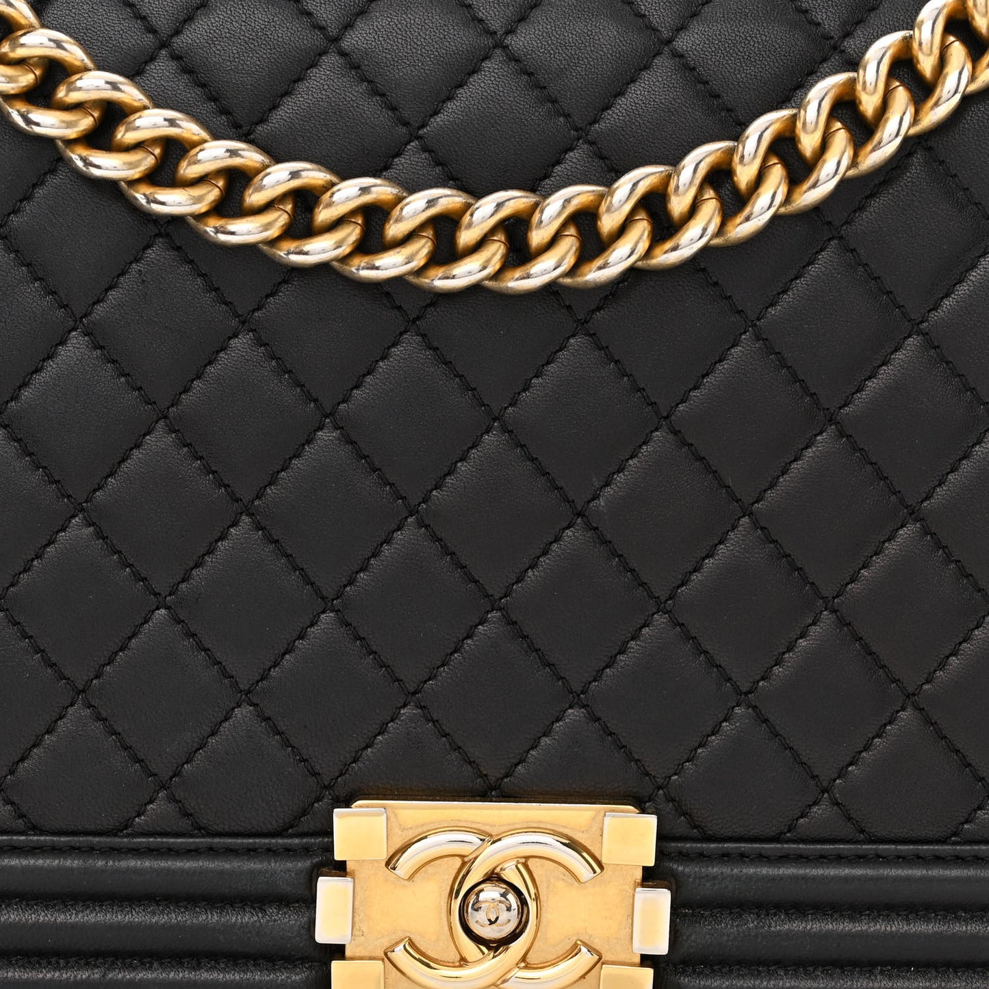 Lambskin Quilted New Medium Boy Flap Black
