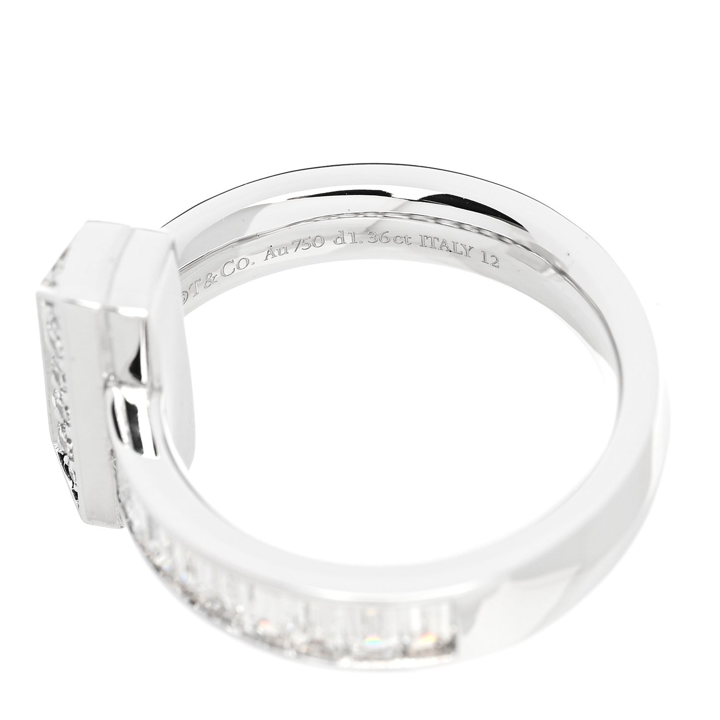 18K White Gold Diamond T T1 Baguette Ring 54 7