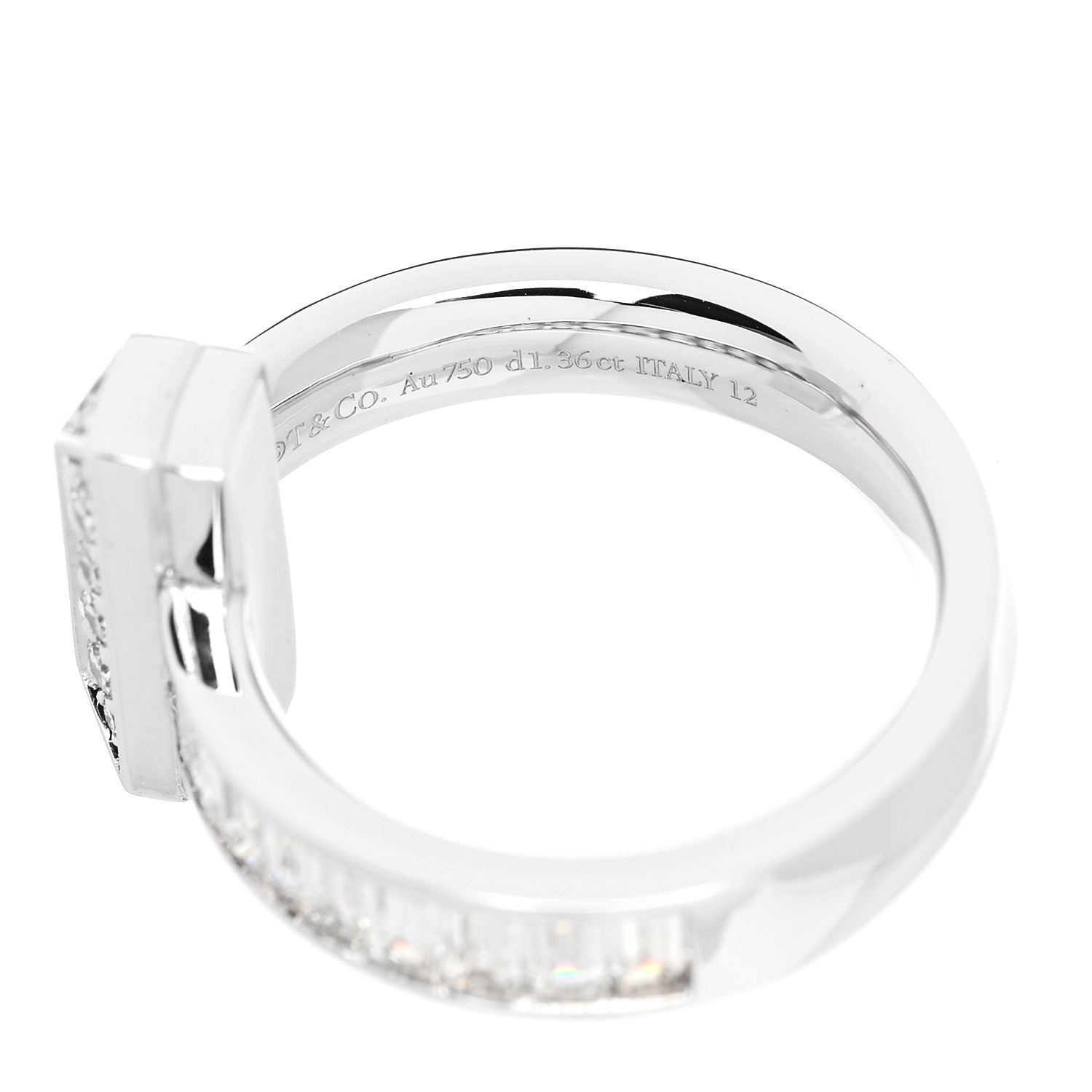 Tiffany 18K White Gold Diamond T T1 Baguette Ring 54 7 5 of 6