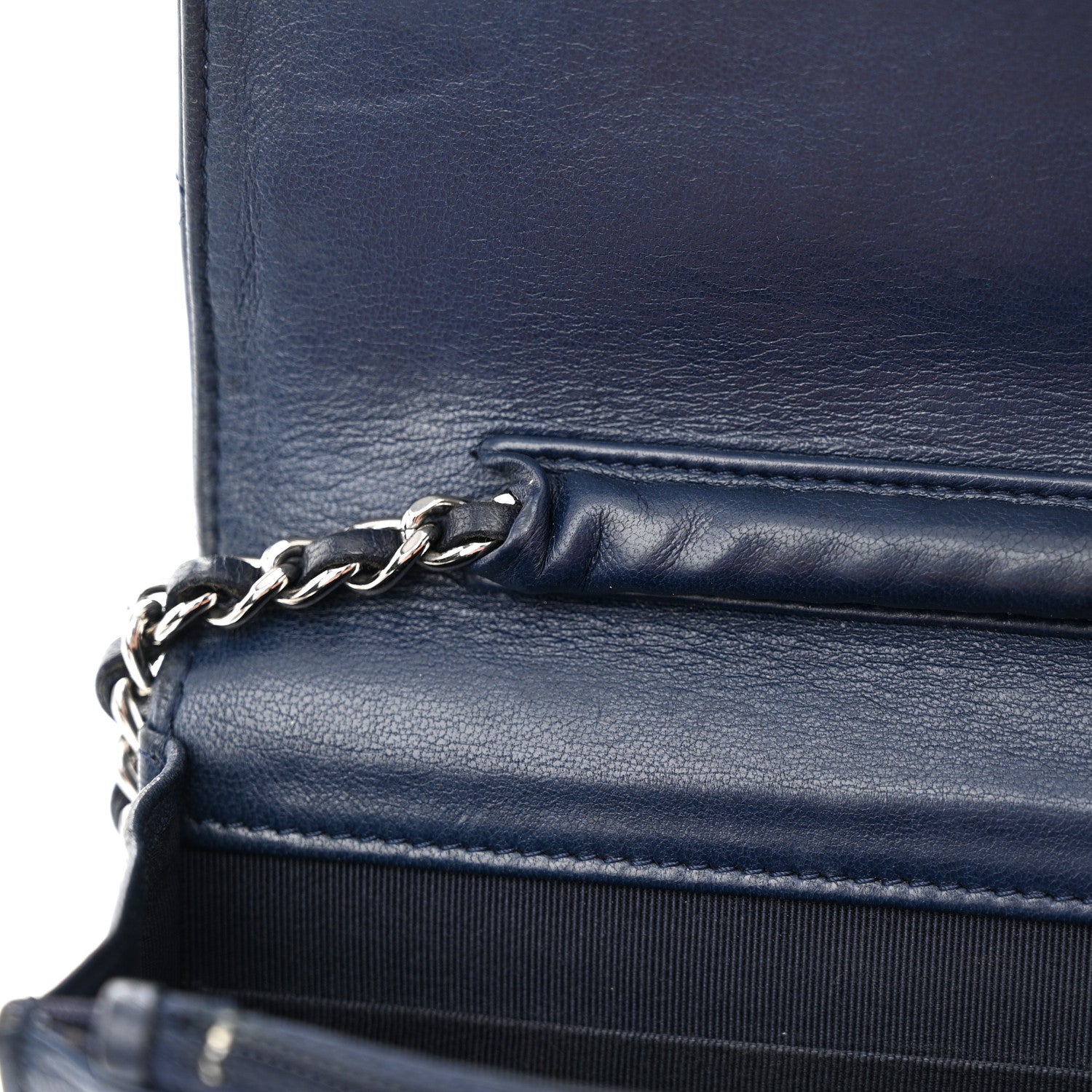 Chanel Lambskin Quilted Wallet On Chain WOC Navy Blue 13 of 15