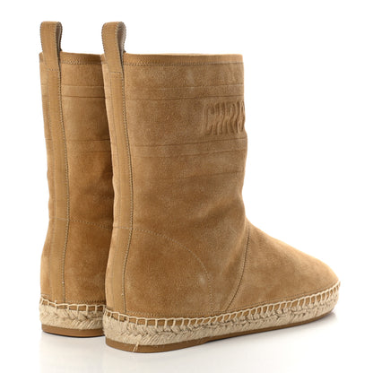 Christian Dior Calfskin Suede Shearling Granville Espadrille Boots 36 Natural 4 of 9