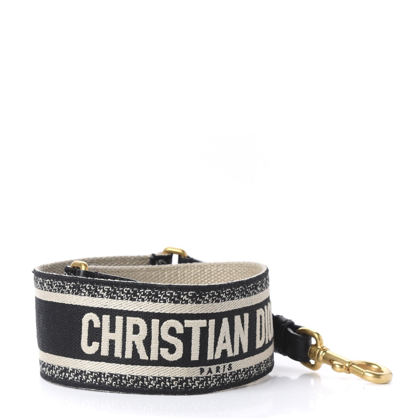 Canvas Embroidered Shoulder Strap Black
