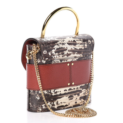 Chloe Calfskin Lizard Embossed Small Aby Lock Sepia Brown 3 of 13