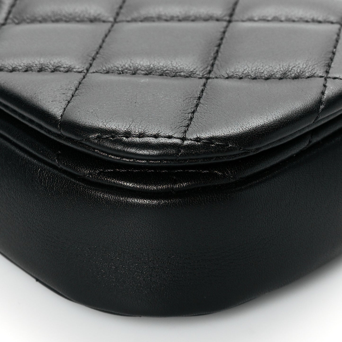 Calfskin Quilted Coco Mail Clutch With Chain Black