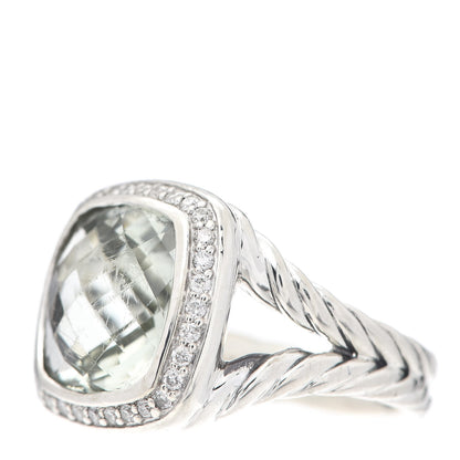 David Yurman Sterling Silver Diamond Prasiolite 11mm Albion Ring 51 5.75 3 of 6