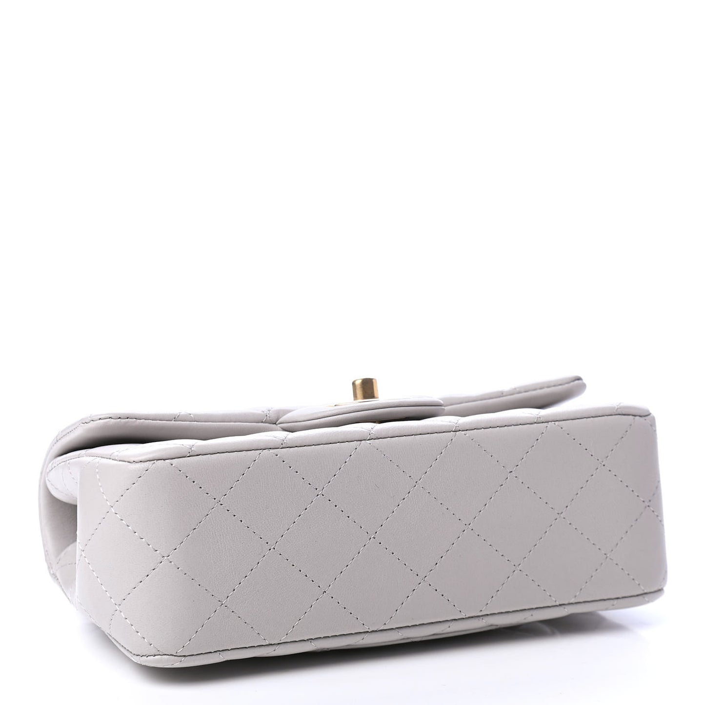 Lambskin Quilted Mini Top Handle Rectangular Flap Grey