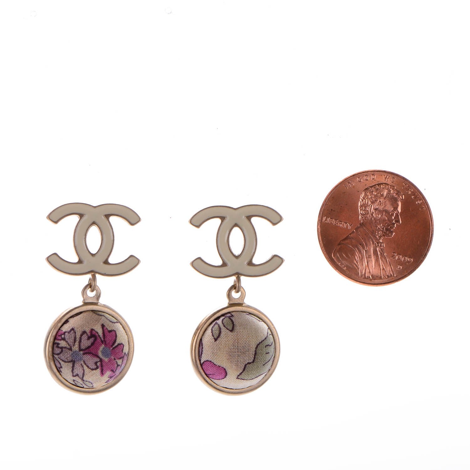 Chanel Enamel CC Camellia Drop Earrings White Gold 2 of 4