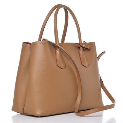 Prada Saffiano Cuir Large Double Bag Caramel 4 of 8