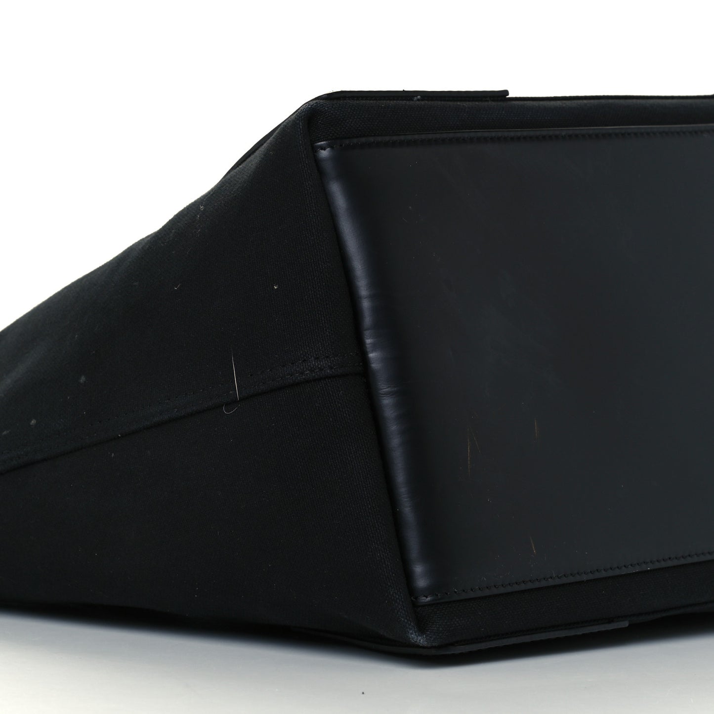 Cotton Canvas Calfskin S Navy Cabas Black