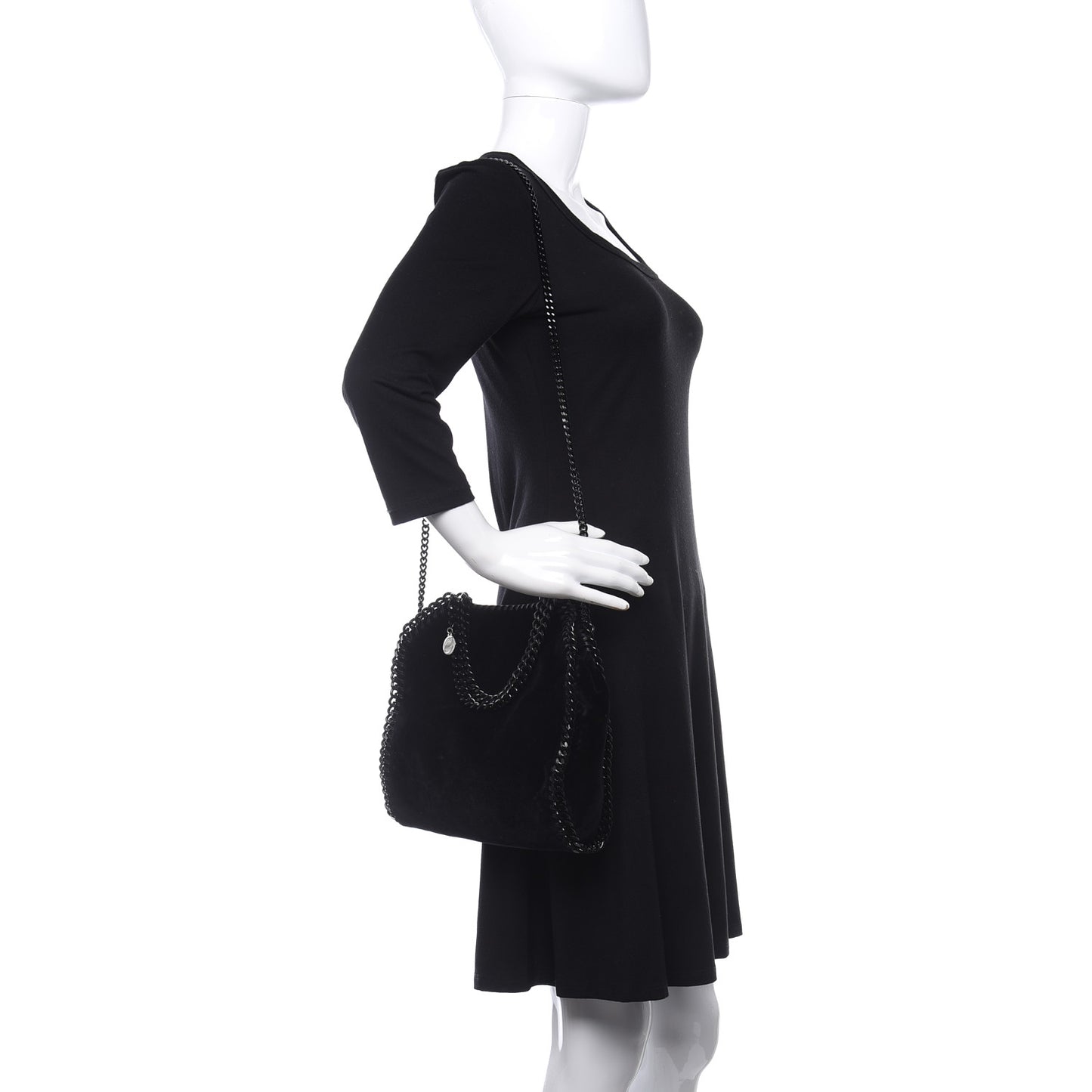 Velvet Mini Falabella Fold Over Tote Black