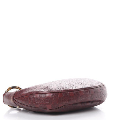 Gucci Calfskin Horsebit Bamboo Ring Hobo Red 3 of 13