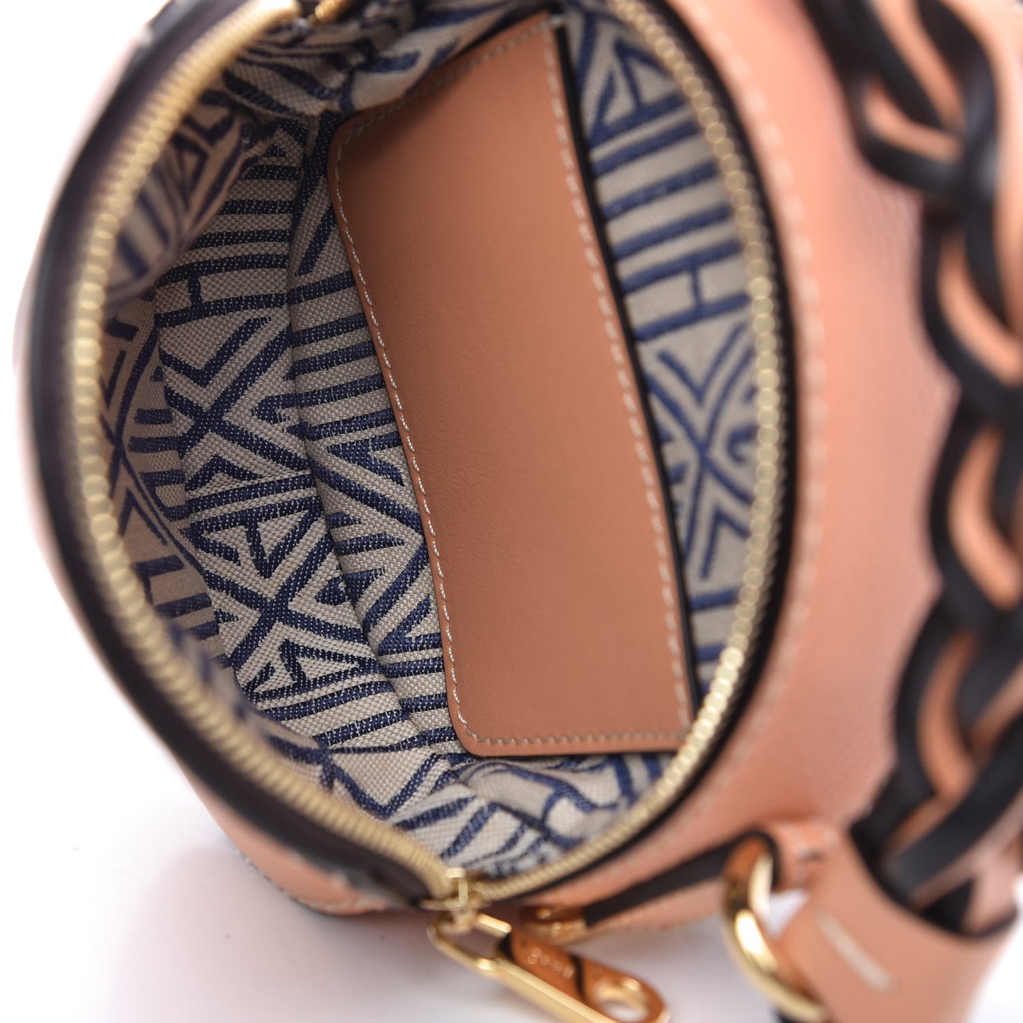 Grained Shiny Calfskin Mini Round Daria Bag Peach Bloom