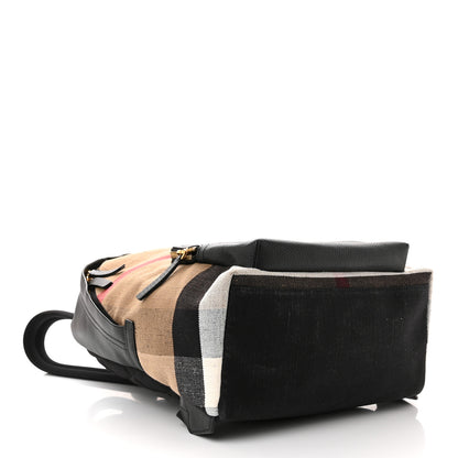 Burberry Mega Check Calfskin Abbeydale Simple Backpack Black Camel 4 of 9