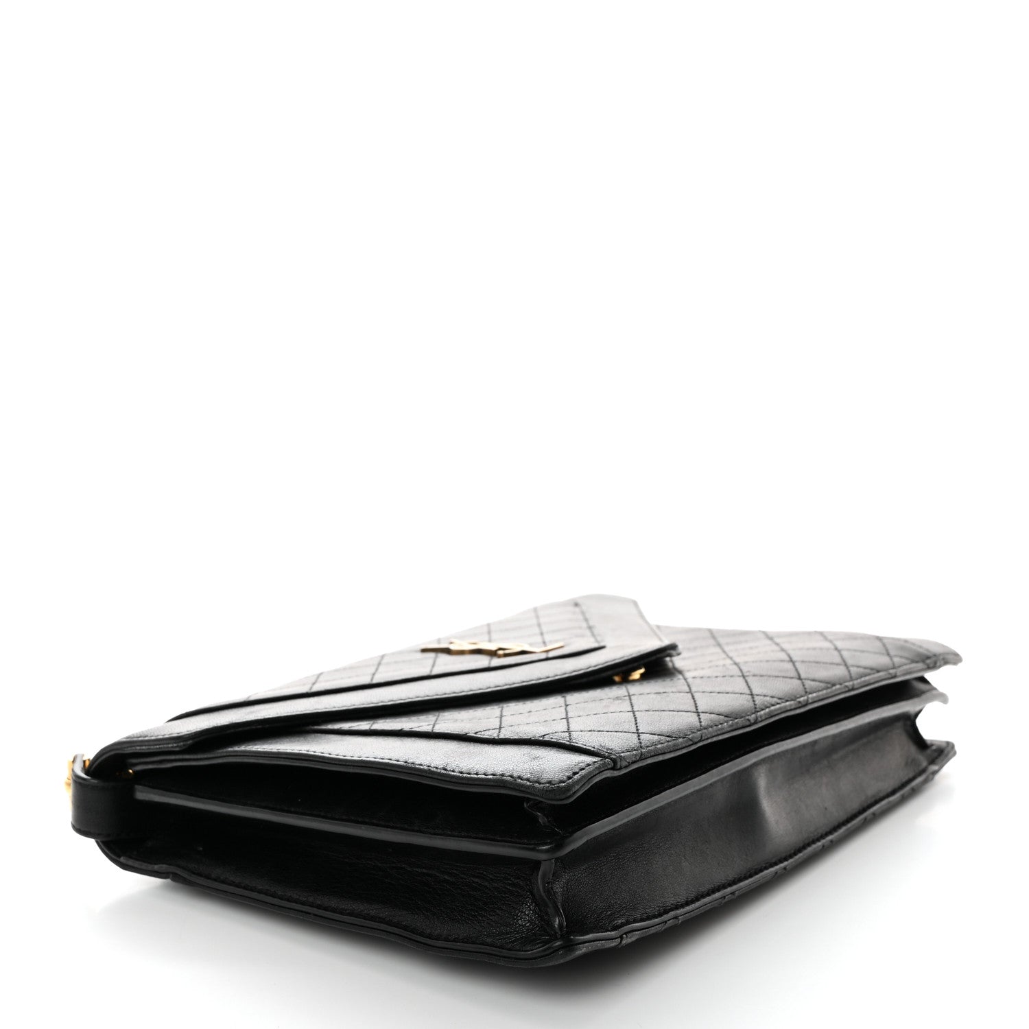 Saint Laurent Calfskin Quilted Lacquered Gaby Satchel Black 4 of 12
