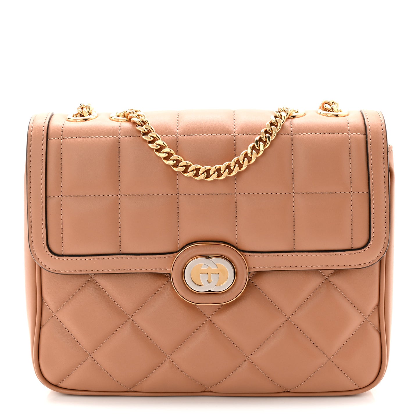 Calfskin Quilted Small Deco Shoulder Bag Camelia