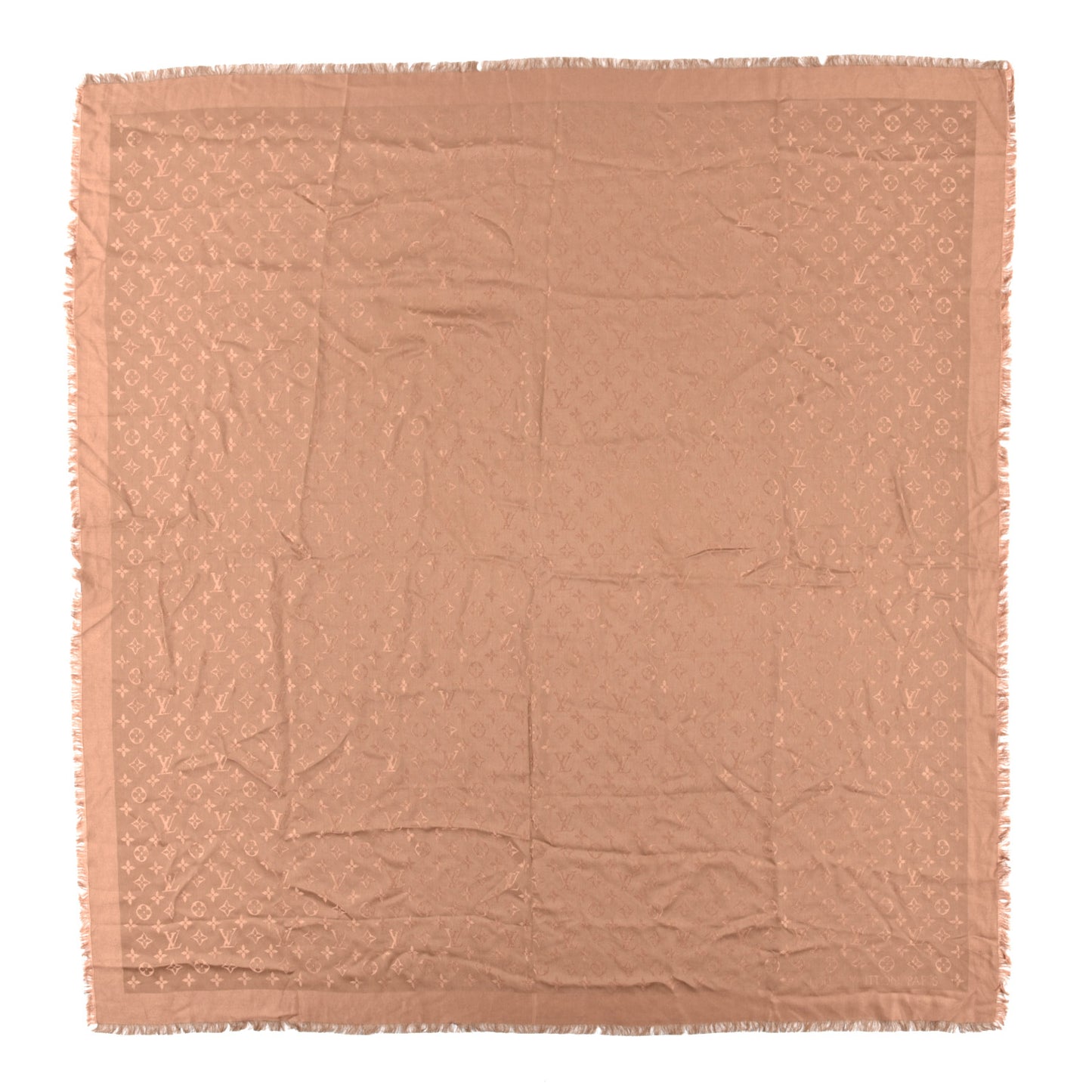 Silk Wool Monogram Denim Shawl Rose