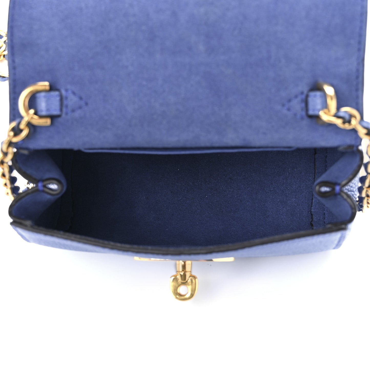 Small Classic Grain Calfskin Mini Lily Porcelain Blue