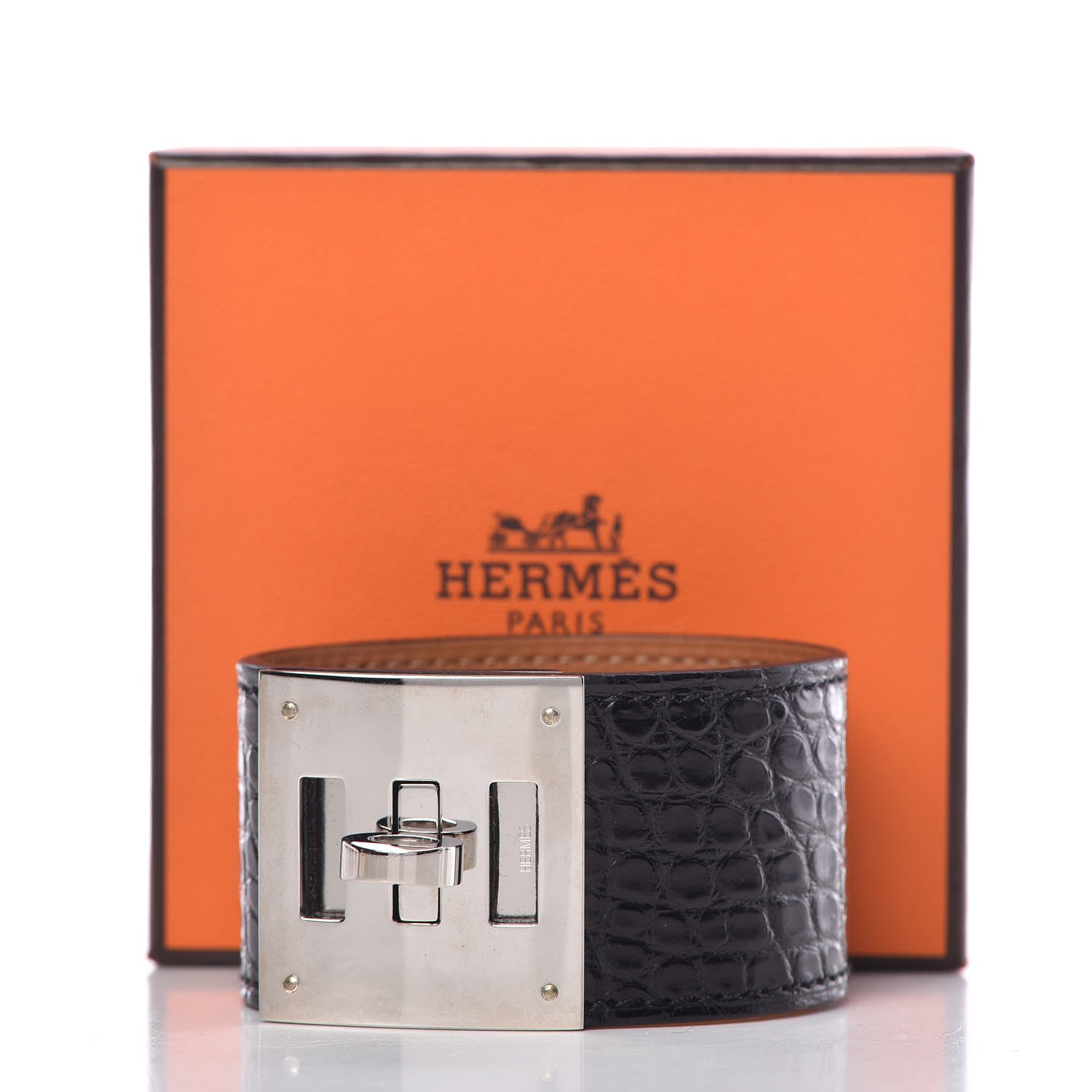 Hermes Matte Alligator Kelly Dog Cuff Black 6 of 6