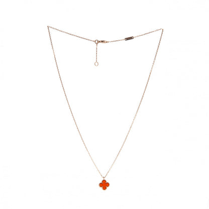 Van Cleef & Arpels 18K Rose Gold Carnelian Sweet Alhambra Pendant Necklace 3 of 7