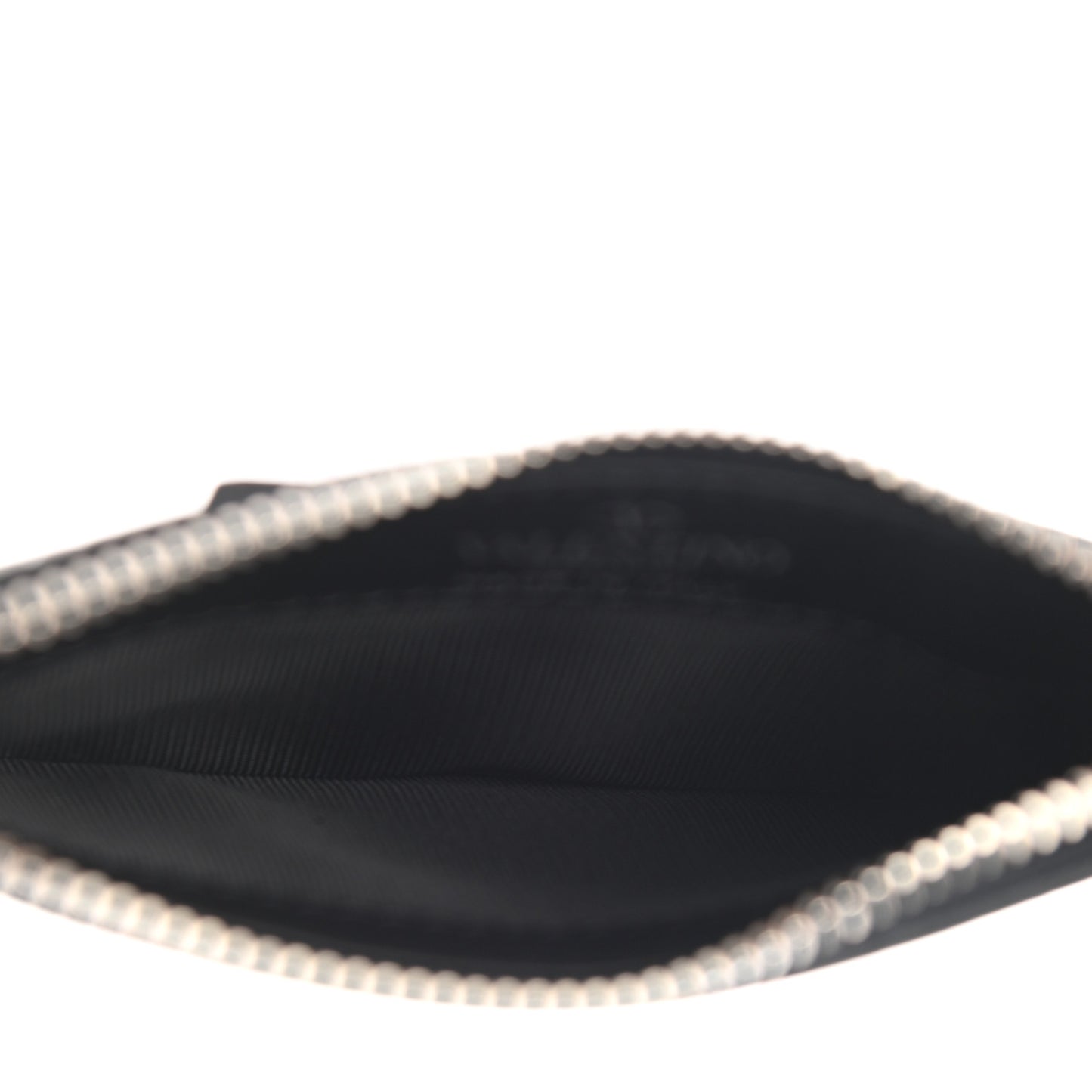 Calfskin VLTN Time Zip Coin Card Case Black White