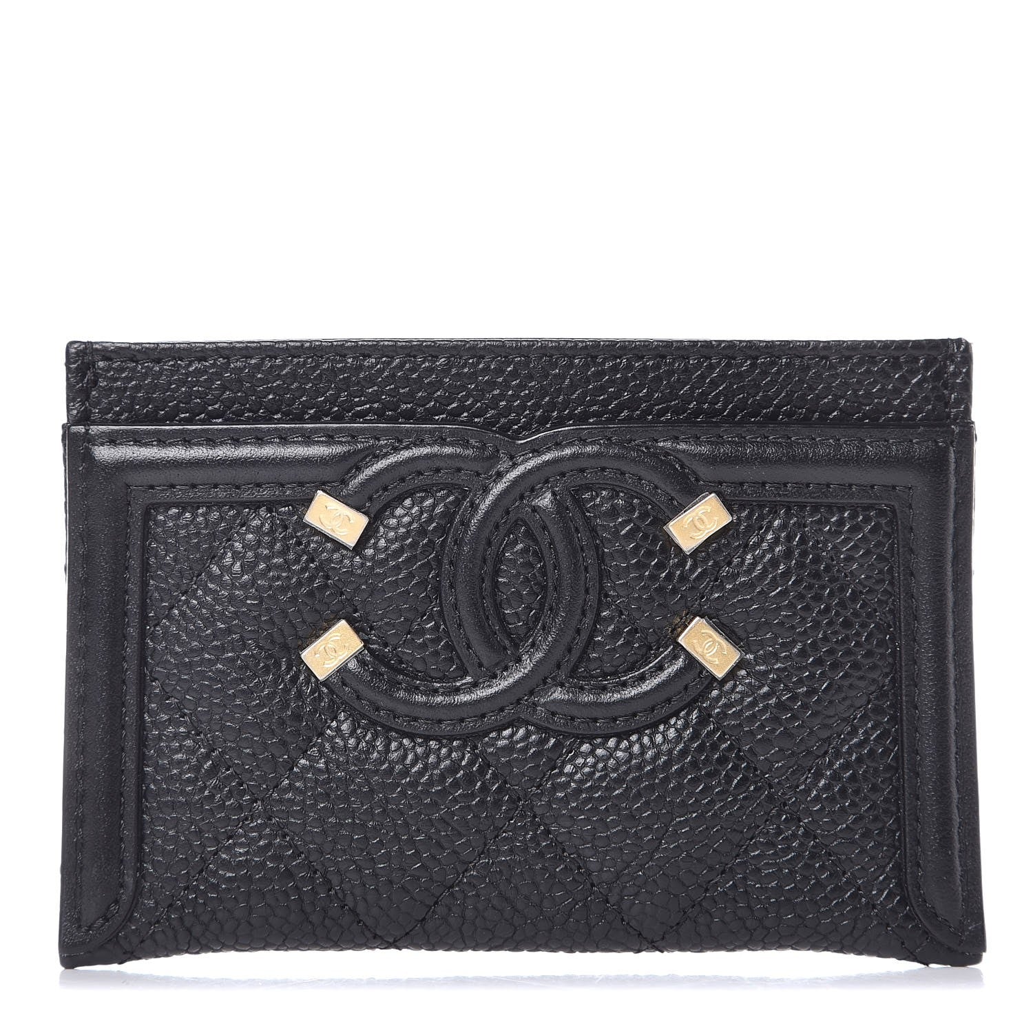Chanel Caviar Quilted Filigree Card Holder Black 1 of 8