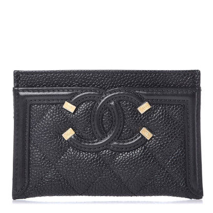 Chanel Caviar Quilted Filigree Card Holder Black 1 of 8