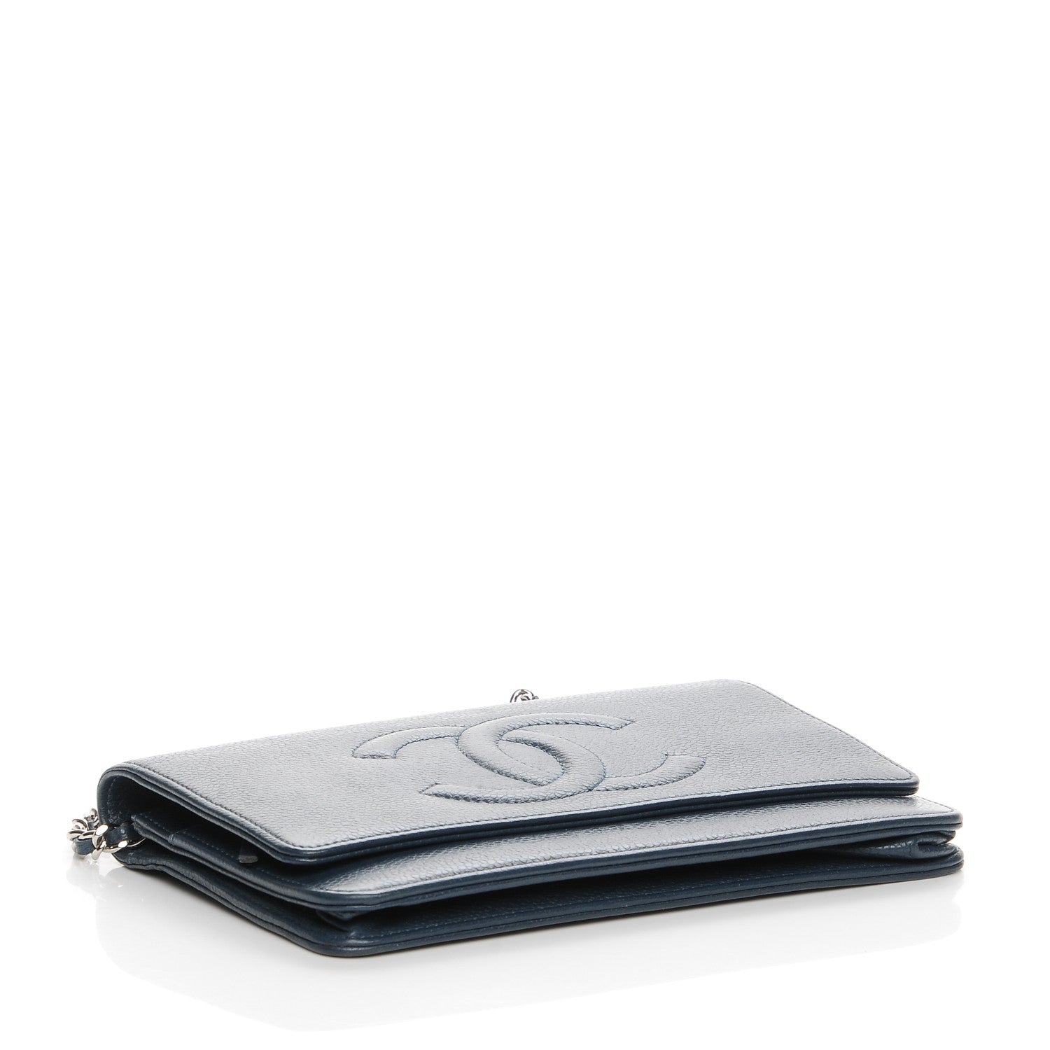 Chanel Caviar Timeless CC Wallet On Chain WOC Navy Blue 4 of 8