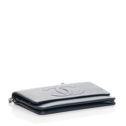 Chanel Caviar Timeless CC Wallet On Chain WOC Navy Blue 4 of 8