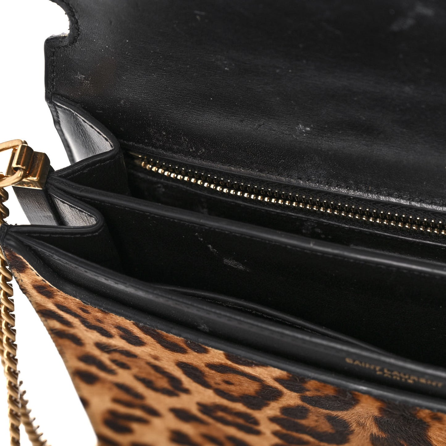 Pony Hair Leopard Print Monogram Cassandra Clasp Bag Black