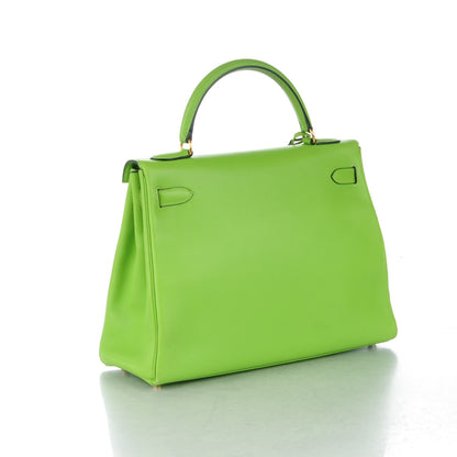 Hermes Veau Gulliver Kelly Retourne 32 Vert Cru 3 of 27