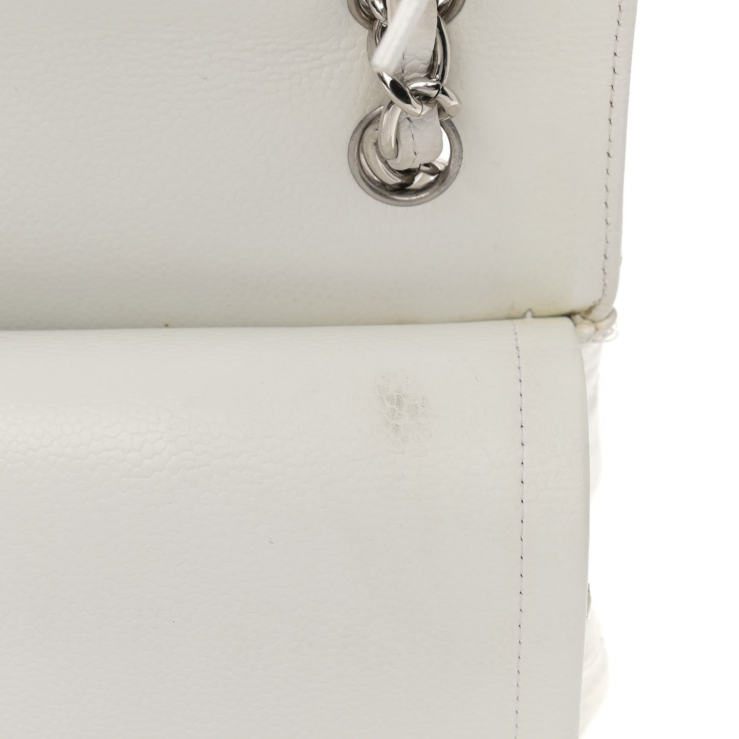 Caviar Quilted Jumbo Double Flap White