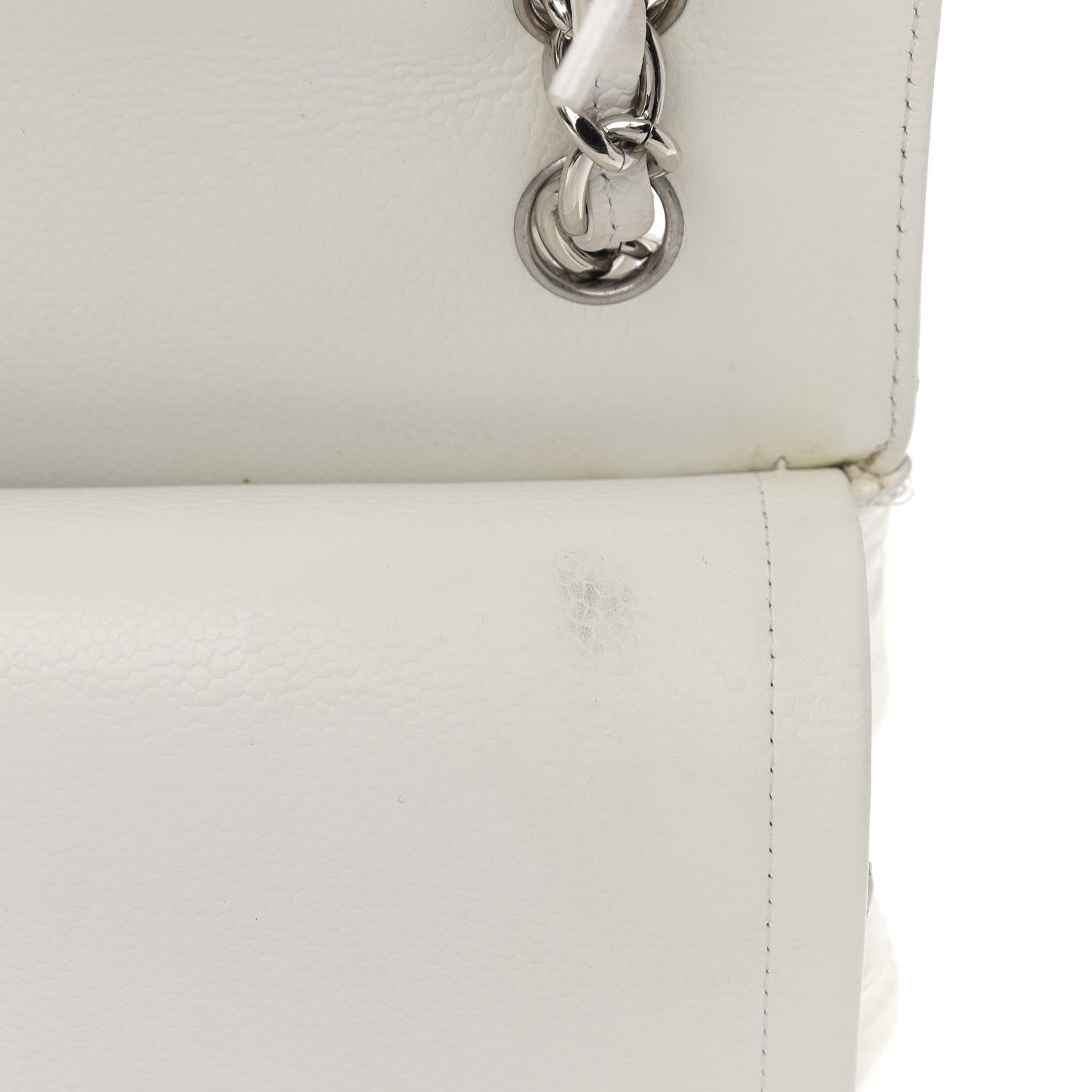 Chanel Caviar Quilted Jumbo Double Flap White 13 of 15