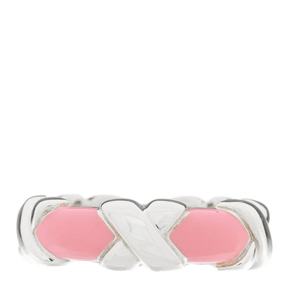 Tiffany Sterling Silver Enamel Signature X Ring 50 5.5 Pink 1 of 4