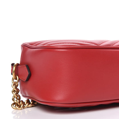 Gucci Calfskin Matelasse Small GG Marmont Chain Shoulder Bag Hibiscus Red 8 of 10