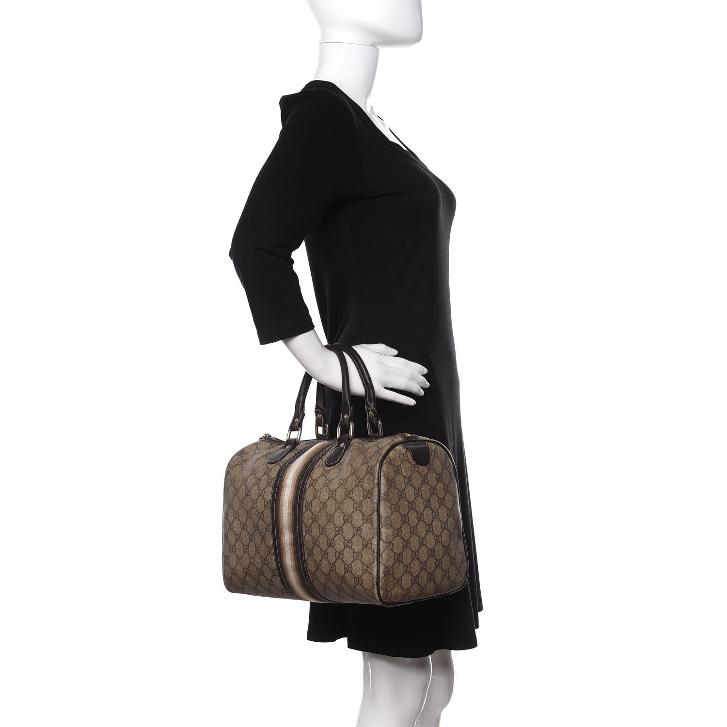 Gucci GG Plus Monogram Web Medium Joy Boston Dark Brown 2 of 11