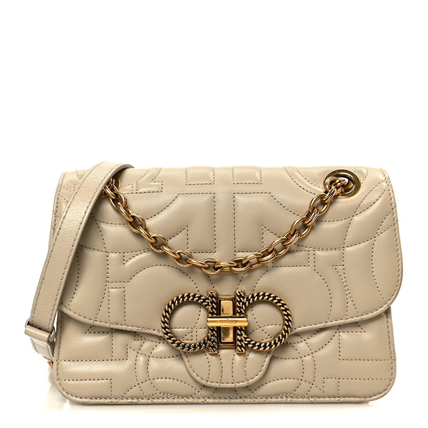 Salvatore Ferragamo Calfskin Quilted Gancini Flap Bag Peony 1 of 12