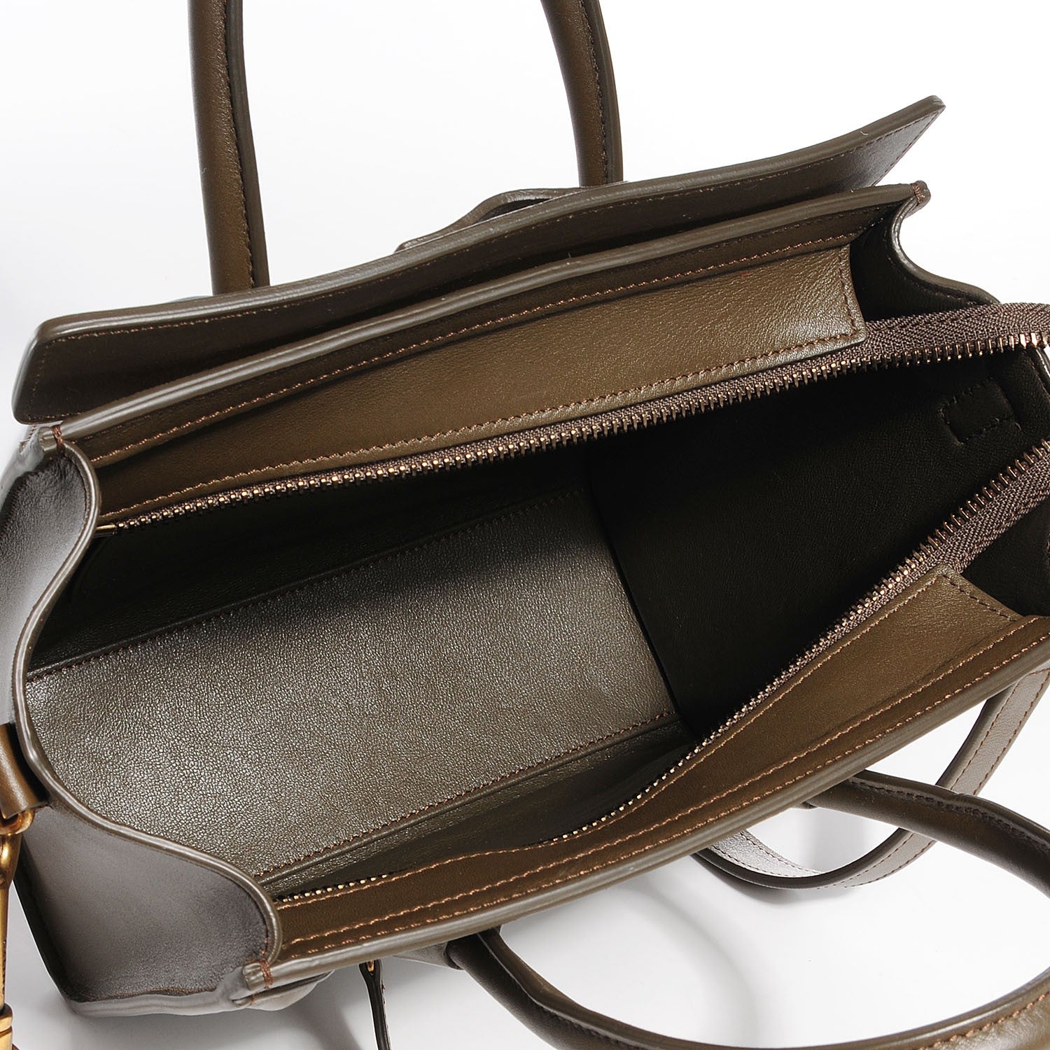 Celine Smooth Calfskin Nano Luggage Khaki 5 of 9