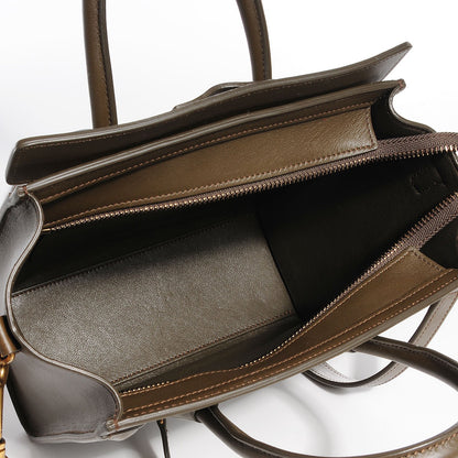 Celine Smooth Calfskin Nano Luggage Khaki 5 of 9