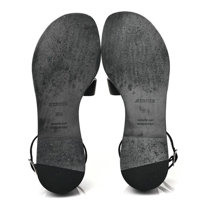 Hermes Calfskin Santorini Sandals 36.5 Black 9 of 18