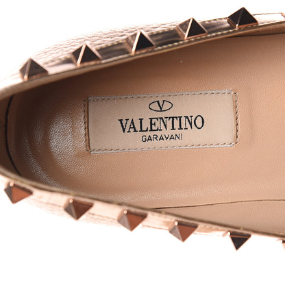 Valentino Garavani Metallic Pebbled Calfskin Rockstud Ballerina Flats 37 Rame 7 of 8
