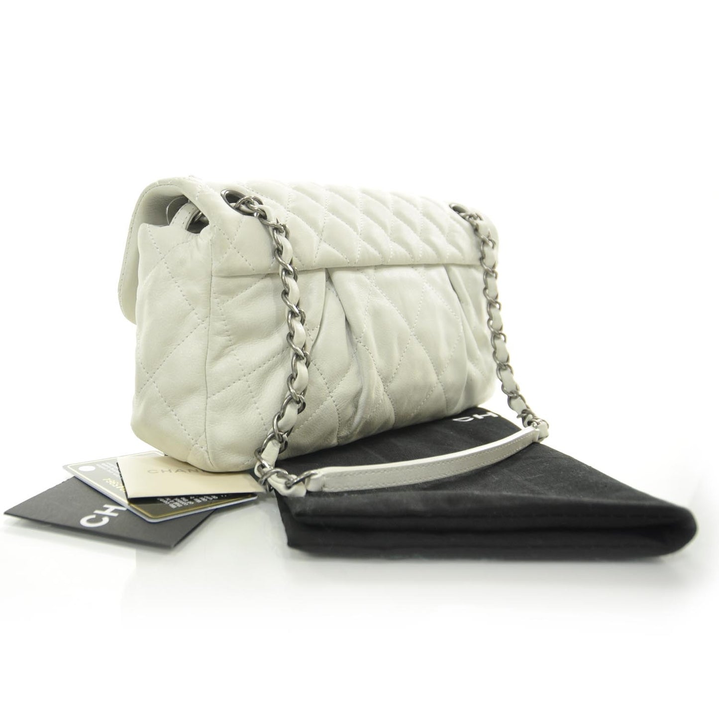 Iridescent Calfskin Chic Quilt Flap White