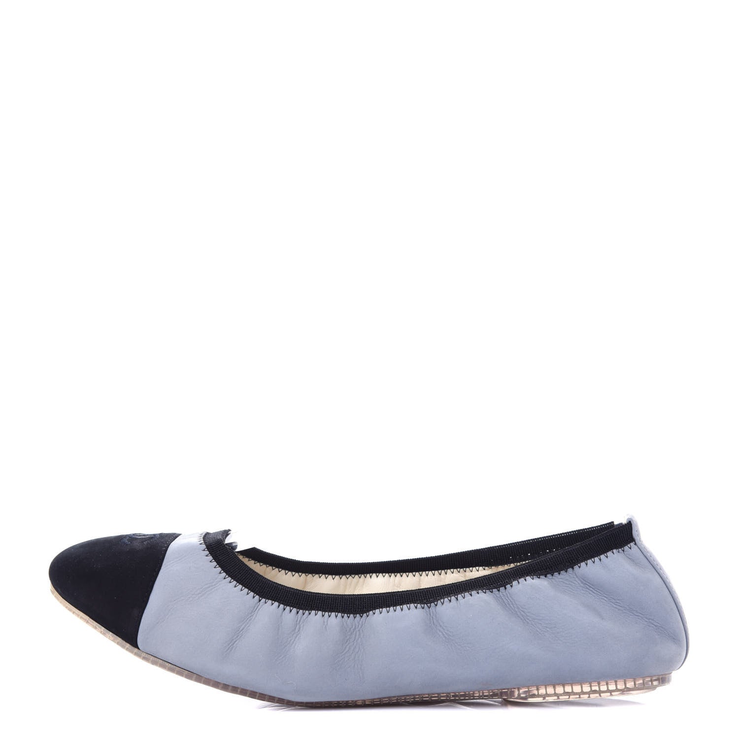 Chanel Nubuck Suede CC Elastic Cap Toe Ballerina Flats 40.5 Blue 1 of 11