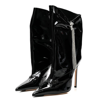 Jimmy Choo Soft Patent Crystal Oriel 110 Boots 39 Black 3 of 8