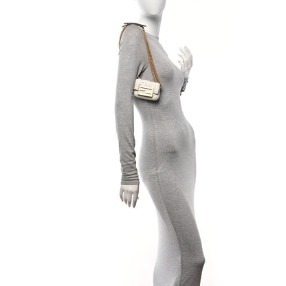 Fendi Nappa Matisse FF Embossed Nano Chain Baguette White 2 of 9