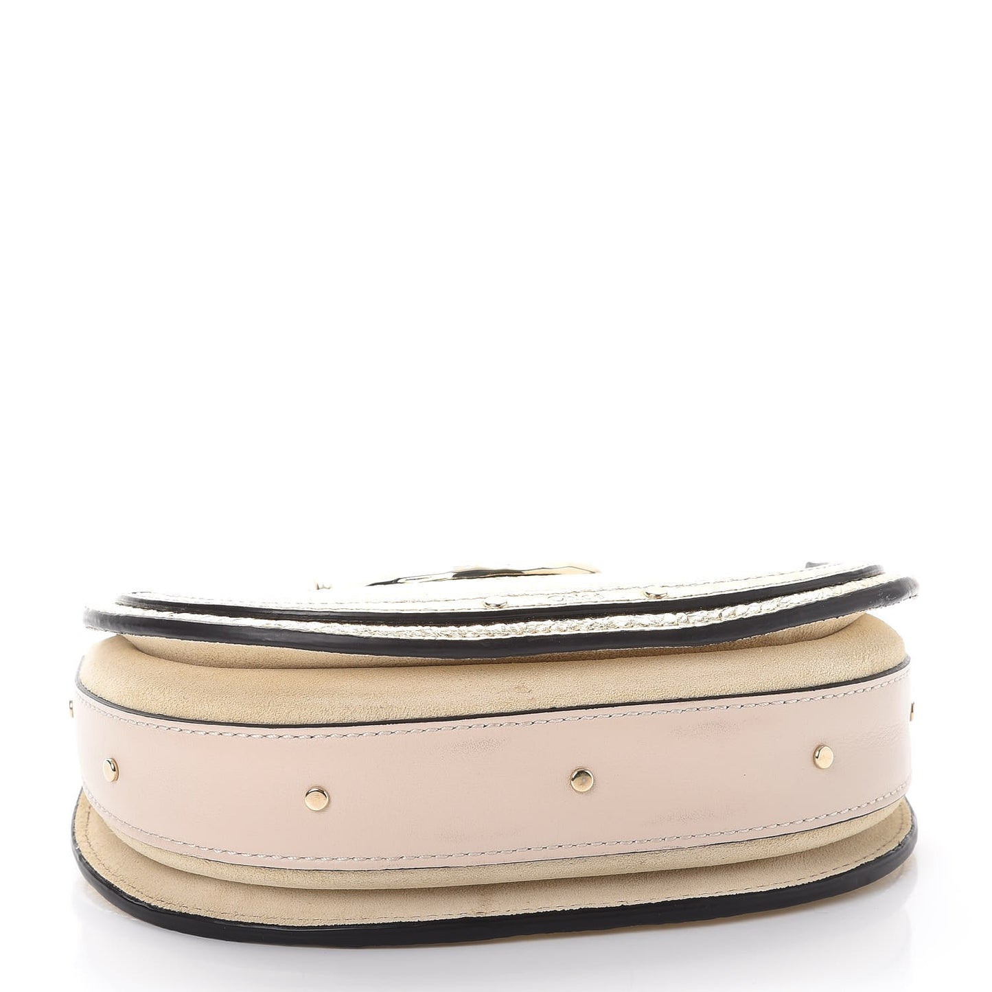 Metallic Calfskin Lambskin Suede Mini Pixie Signature Belt Bag Gold