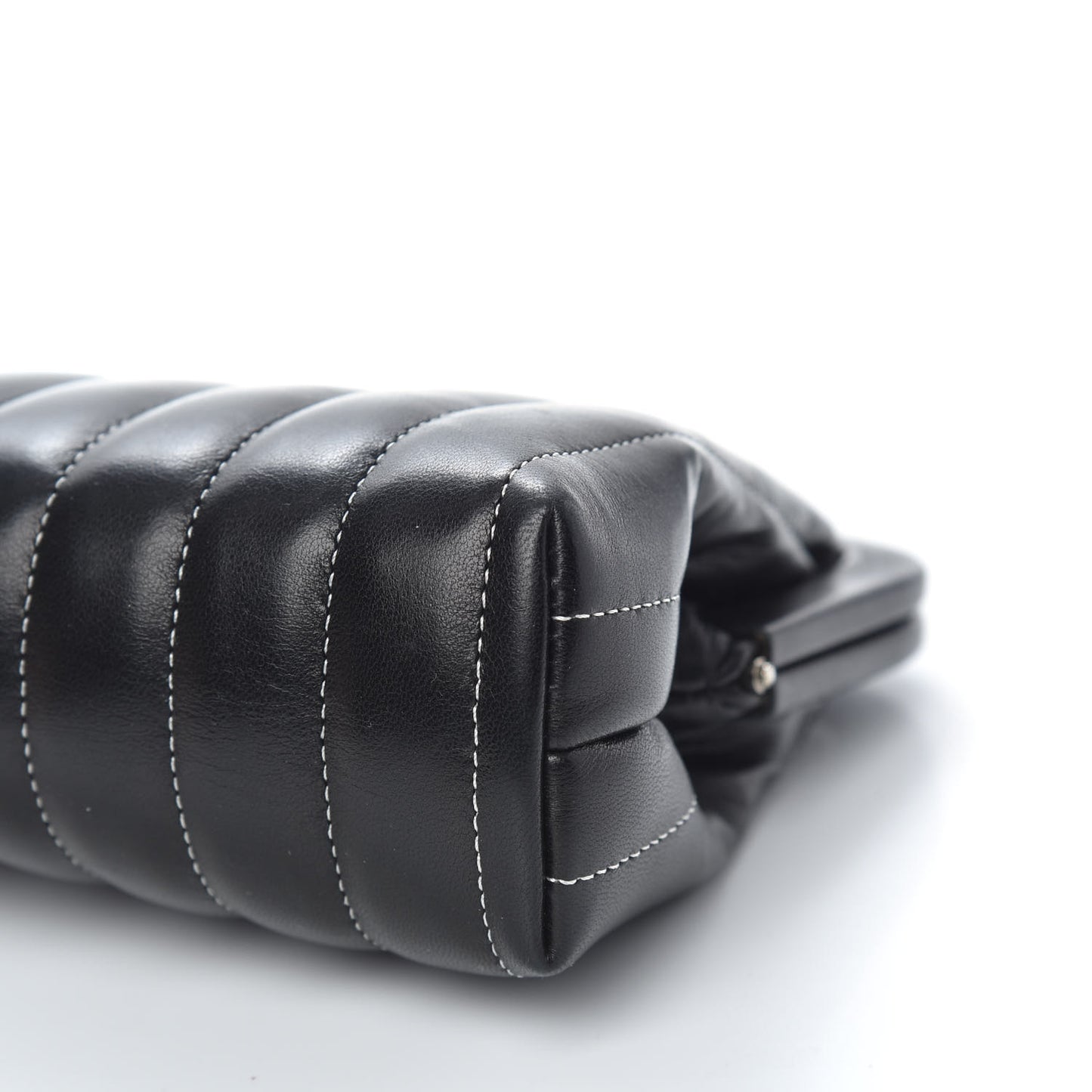 Lambskin Vertical Quilted Mademoiselle Clutch Black
