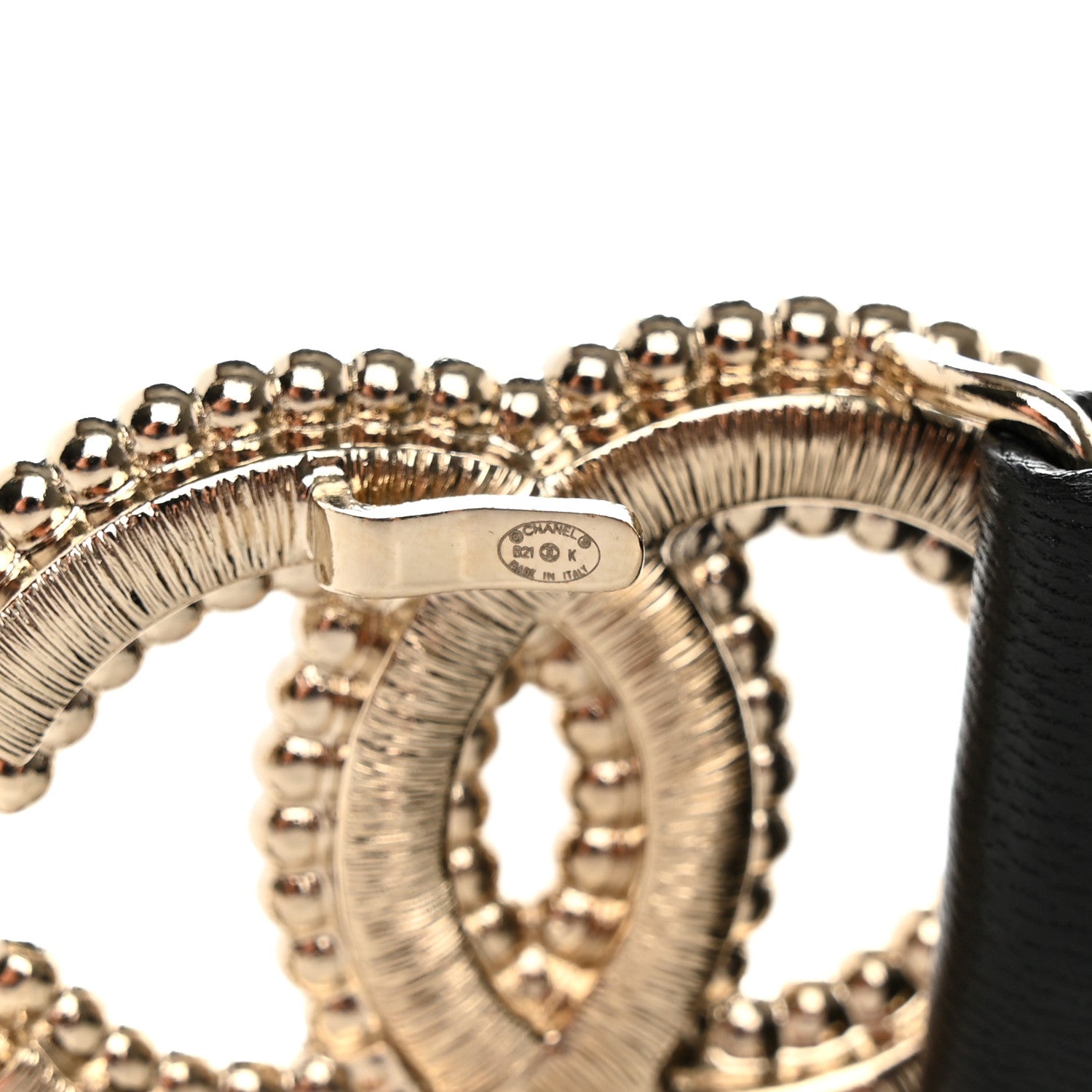 Chanel Lambskin Crystal Pearl CC Belt 85 34 Black 3 of 4