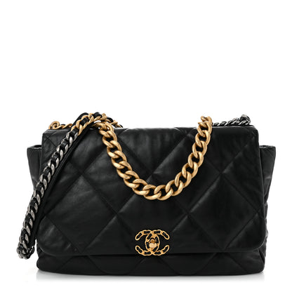Chanel Goatskin Quilted Maxi Chanel 19 Flap Black 1 of 10