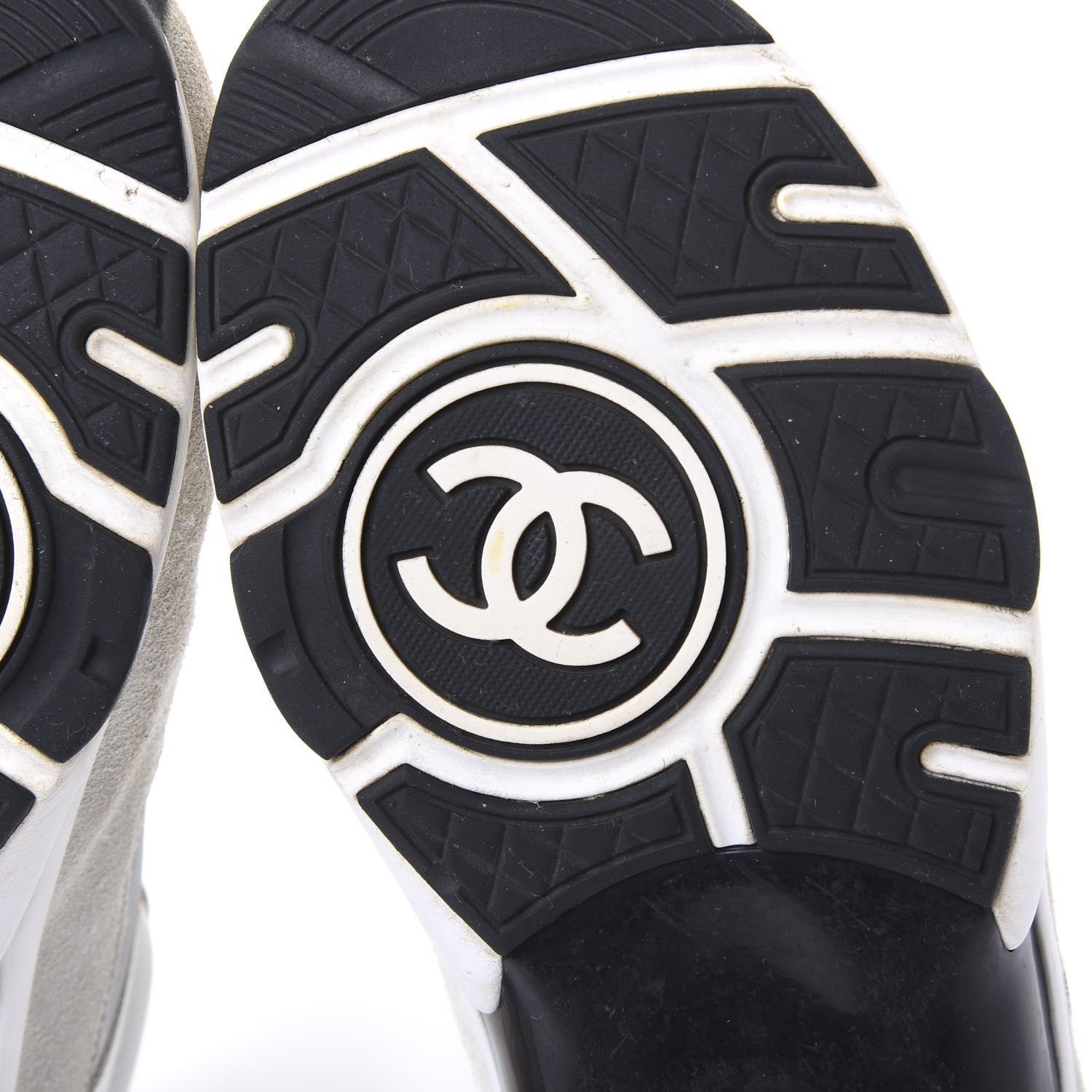 Chanel Suede Calfskin CC Sneakers 38 White Silver Fluo Pink 6 of 10